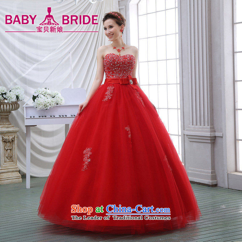 The spring and summer 2015 new stylish Korean diamond ornaments with breast height large waist to align graphics thin pregnant women bride wedding dresses red red?XXL