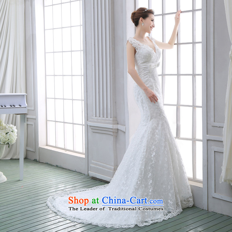 Wedding dress 2015 new V-Neck lace long-sleeved Sau San video thin small Heung-crowsfoot wedding dresses white L, darling Bride (BABY BPIDEB) , , , shopping on the Internet