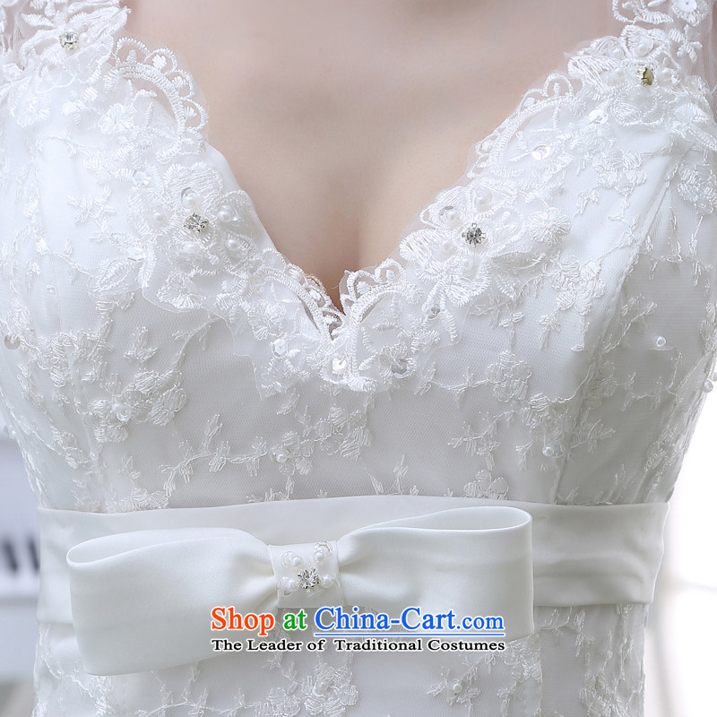 Wedding dress 2015 new V-Neck lace long-sleeved Sau San video thin small Heung-crowsfoot wedding dresses white L, darling Bride (BABY BPIDEB) , , , shopping on the Internet
