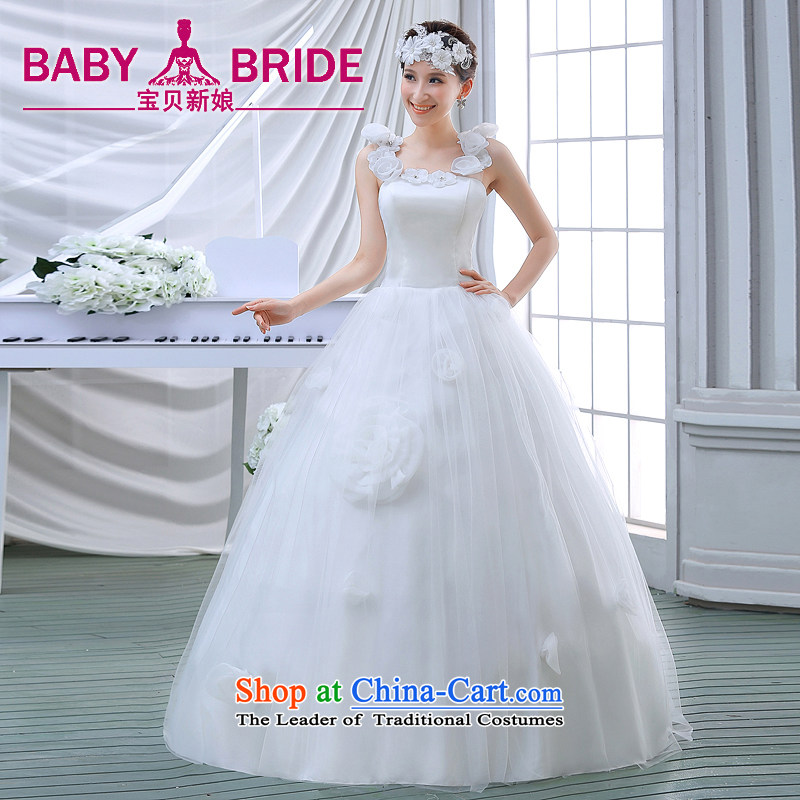 2015 Spring New Korean minimalist princess shoulders the word lace retro shoulder bon bon skirt to align the wedding White?XXL