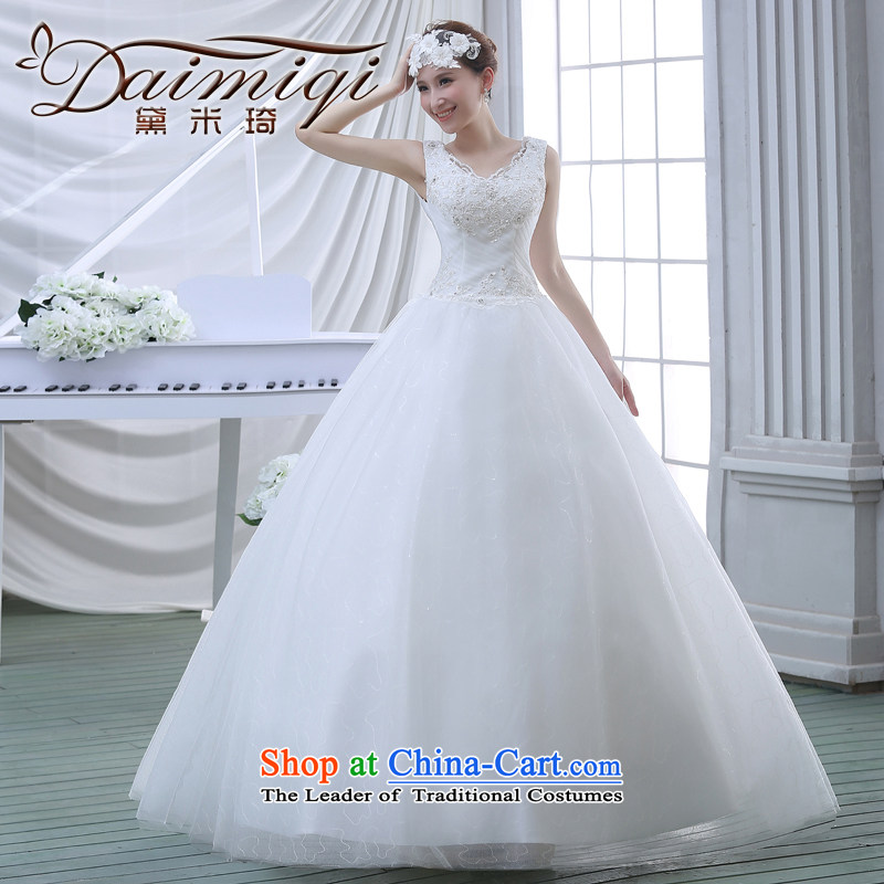 Wedding dresses spring 2015 new lace shoulders of diamond ornaments deluxe to align the wedding White?XXL