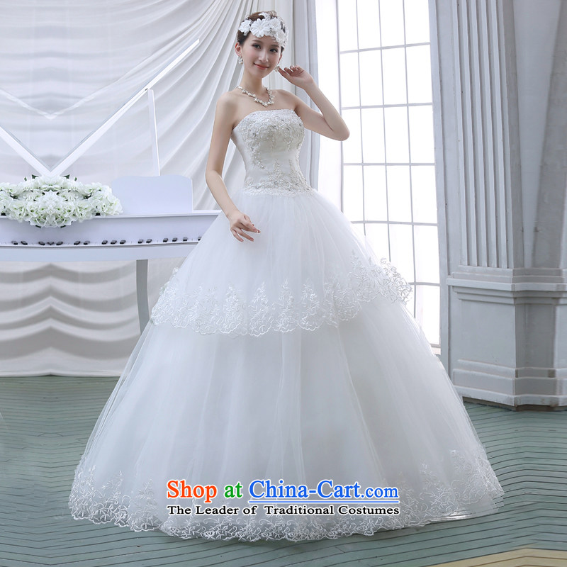 2015 Spring New wedding dresses flowers lace retro straps Korean Princess Mary Magdalene chest with sweet wedding white , L, M Qi , , , diana shopping on the Internet