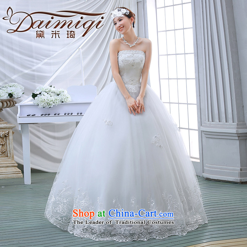 Wedding dresses spring 2015 the new Korean brides to align the princess lace bon bon light drill video thin wiping the chest wedding WhiteM