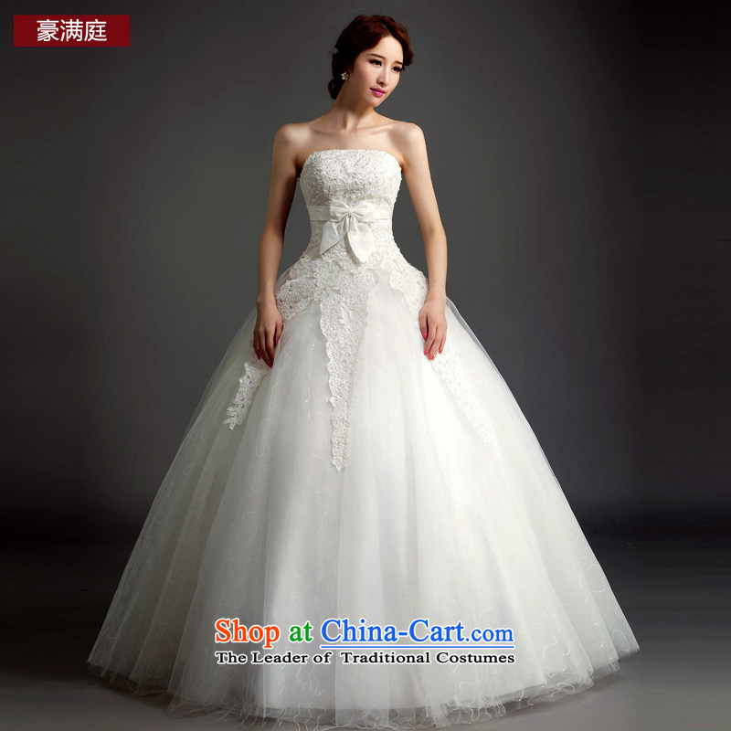 Ho full Chamber wedding dresses new 2015 Pearl lace bow ties to align the bride minimalist wedding White XL