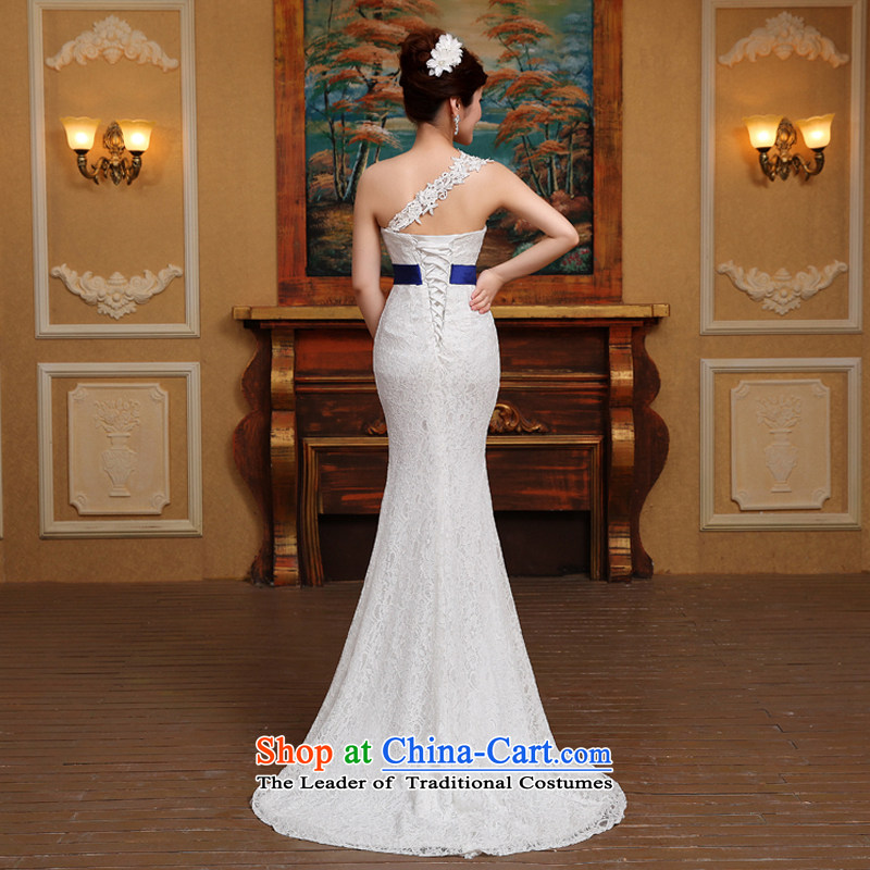2015 new stylish wedding dress Korean minimalist shoulder foutune crowsfoot video thin lace tail straps retro White XL, Demi Moor Qi , , , shopping on the Internet