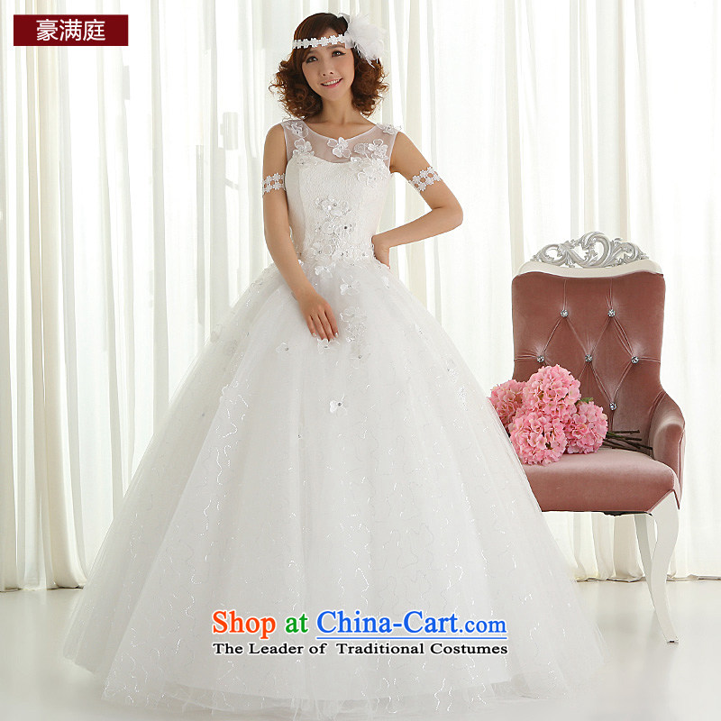 The bride wedding dresses new 2015 stylish and simple Korean short word, princess shoulder white Wedding Theme Sau San long lengthL