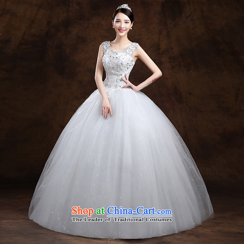 The first white wedding dresses into about 2015 Spring New Korean minimalist shoulders to align graphics thin marriages wedding White M white first into about shopping on the Internet has been pressed.