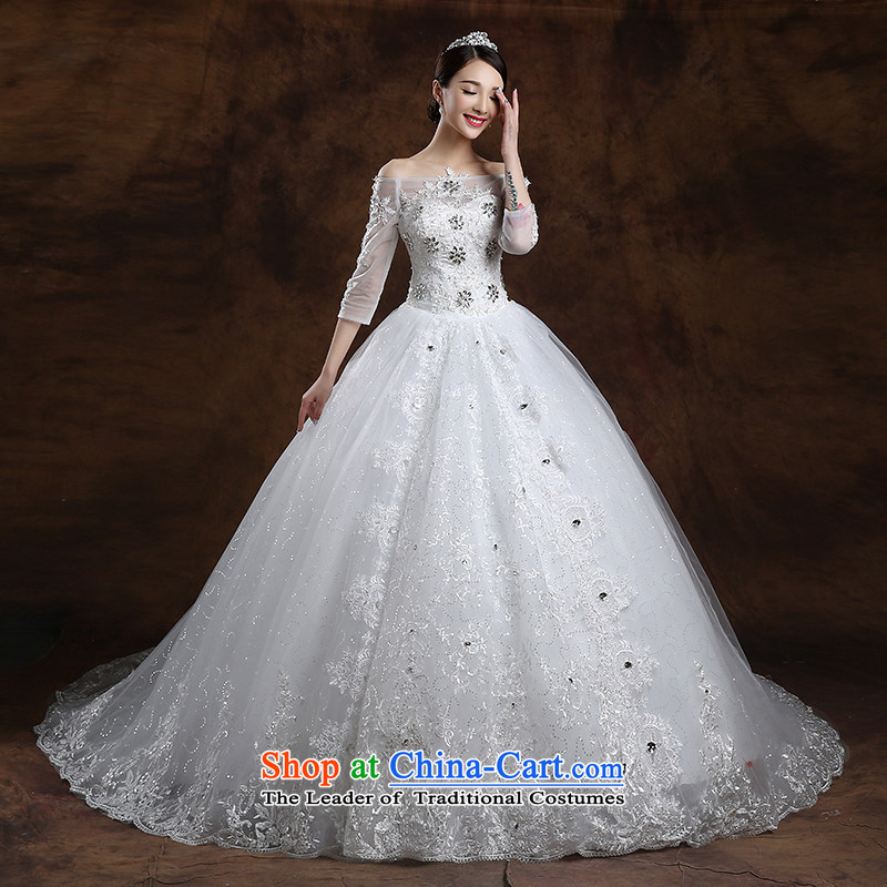 The first white into about Korean word shoulder large tail wedding Sau San bride wedding dresses new 2015 Spring/Summer Wedding XXL, white first into about shopping on the Internet has been pressed.
