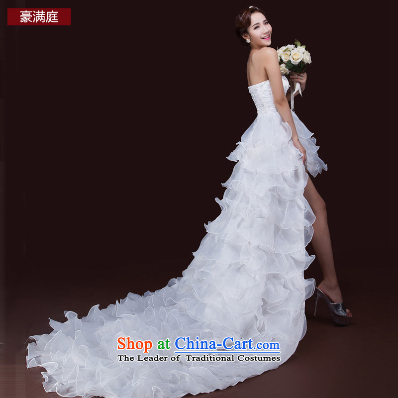 In spring and summer 2015 new bride, before I got married after short Han tail wiping the chest edition wedding dress strap white petals S Ho full Chamber , , , shopping on the Internet