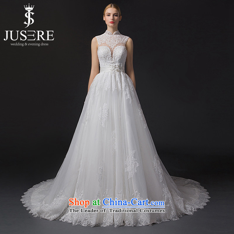 There is a picture-tong marriages of nostalgia for the wedding dress skirt lace engraving round-neck collar small trailing white?10 Code
