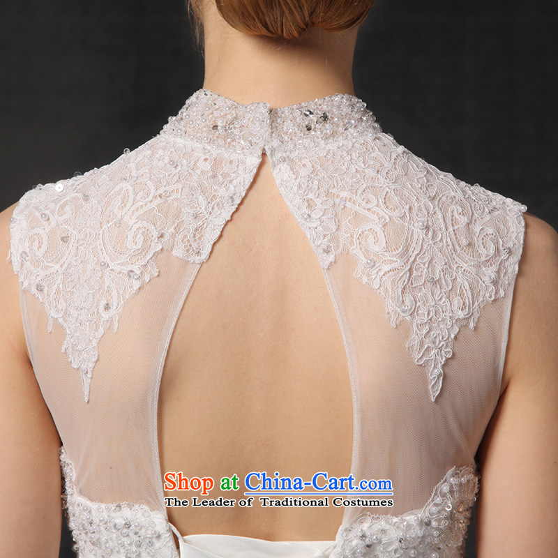 There is a picture-tong marriages of nostalgia for the wedding dress skirt lace engraving round-neck collar small trailing white 10 yards, HOC , , , shopping on the Internet