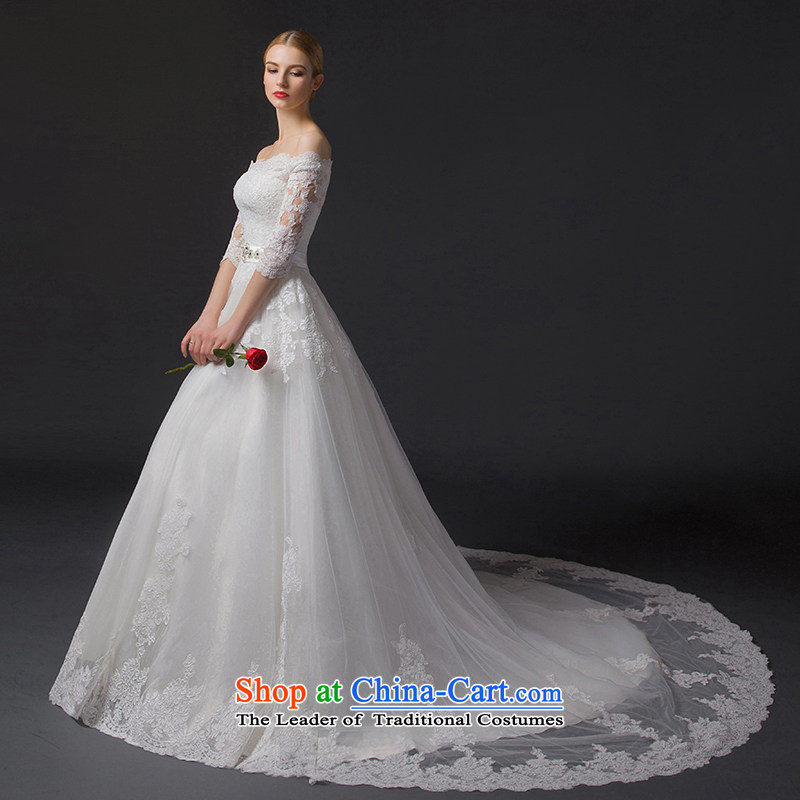 There is a new course 2015 wedding dresses of the word in the shoulder lace cuff small trailing white Sau San 10 yards, HOC , , , shopping on the Internet