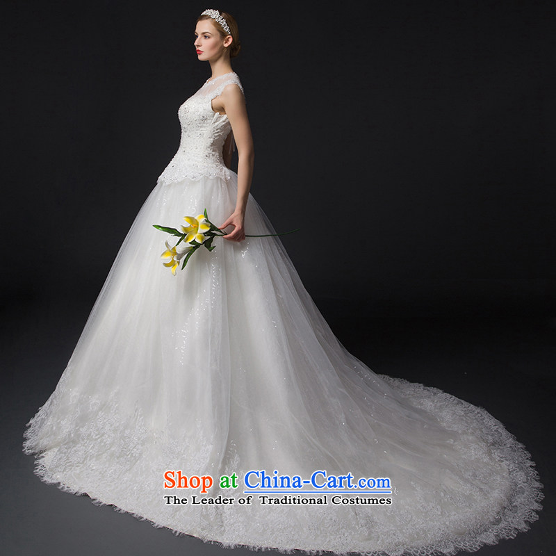 There is a first love 2015 new wedding dresses lace engraving round-neck collar Sau San small trailing white 6 yards, HOC , , , shopping on the Internet
