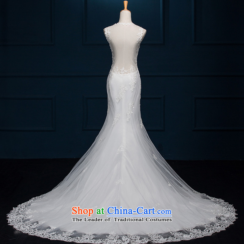 There is a new 2015 Lauder marriages crowsfoot wedding dresses shoulders back small trailing white 4 yards, HOC , , , shopping on the Internet