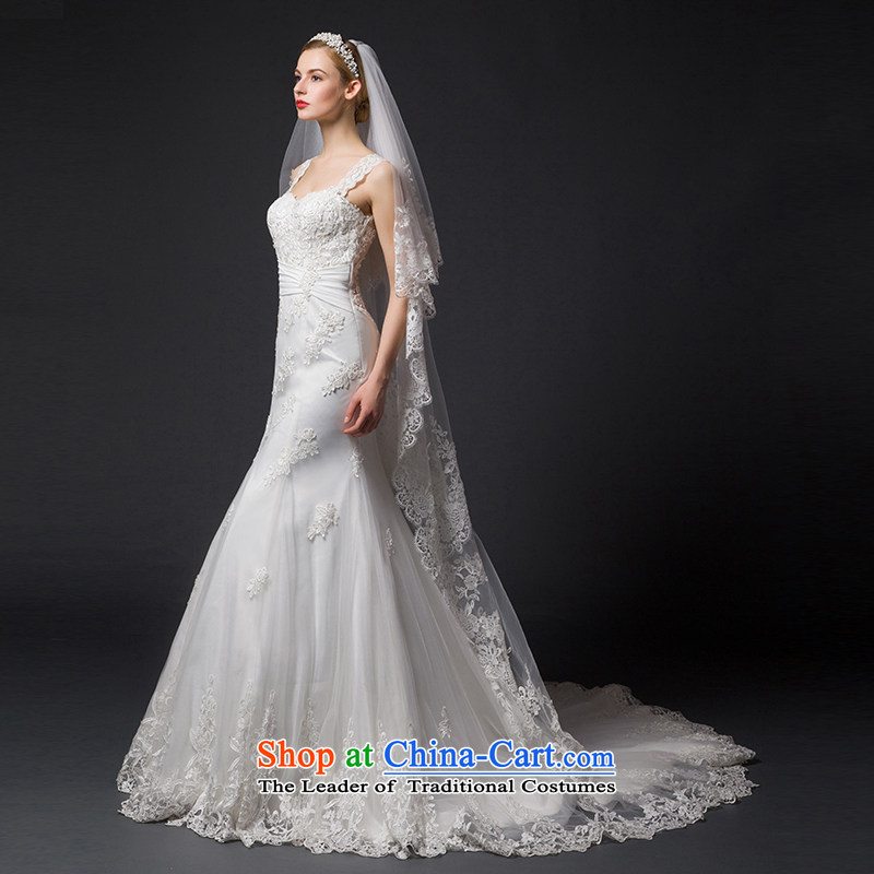 There is a new 2015 Lauder marriages crowsfoot wedding dresses shoulders back small trailing white 4 yards, HOC , , , shopping on the Internet