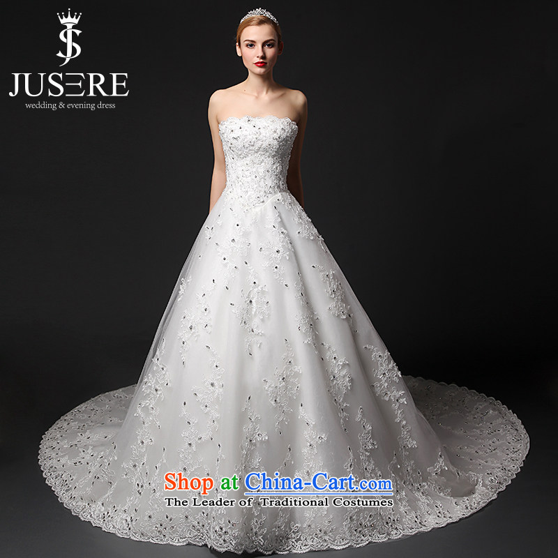 There is a broad star wedding dresses2015 new Korean anointed chest tail wedding bride wedding dress white tailored