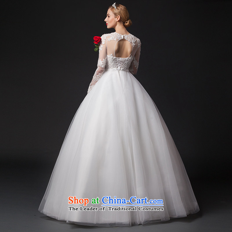 There is a thin ice lace long-sleeved wedding dresses skirt to align the White 4 yards, HOC , , , shopping on the Internet