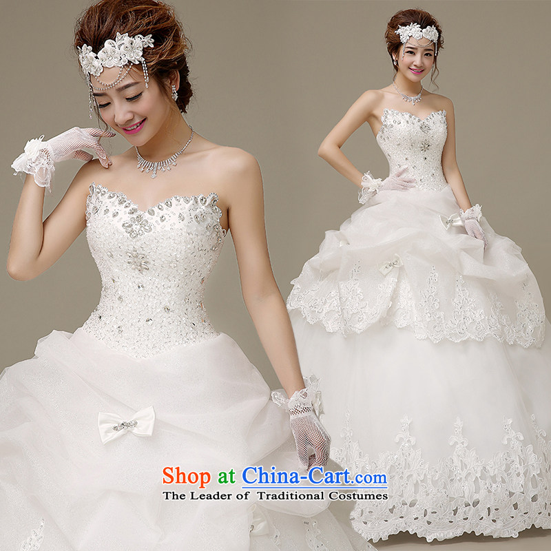 Hiv Miele wedding dresses 2015 Spring/Summer water drilling wiping the chest of a Bow Tie Strap lace parquet Korean alignment to the Princess Bride wedding H-49 white XXL, HIV Miele shopping on the Internet has been pressed.