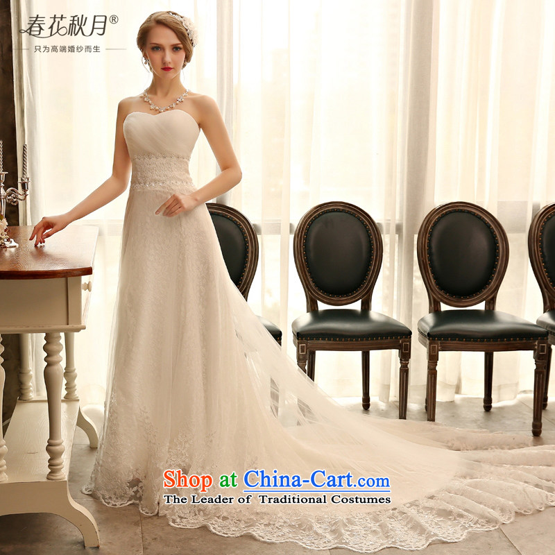 Blooming crazy lace crowsfoot wedding dresses 2015 Spring_Summer new bride anointed chest Korean luxury long tail white S