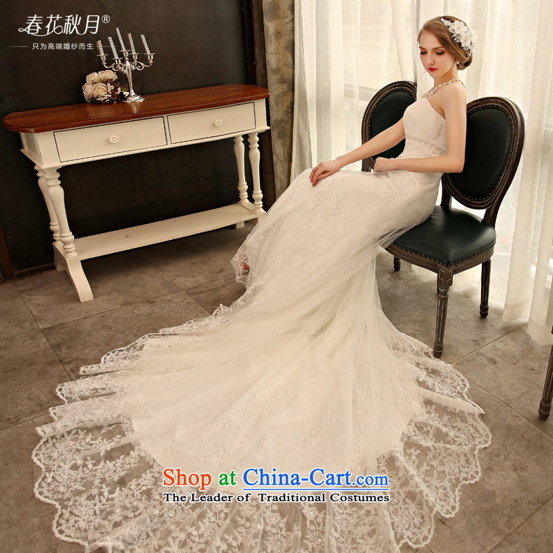 Blooming crazy lace crowsfoot wedding dresses 2015 Spring/Summer new bride anointed chest Korean luxury long tail white S, Blooming crazy (chunhuaqiuyue) , , , shopping on the Internet
