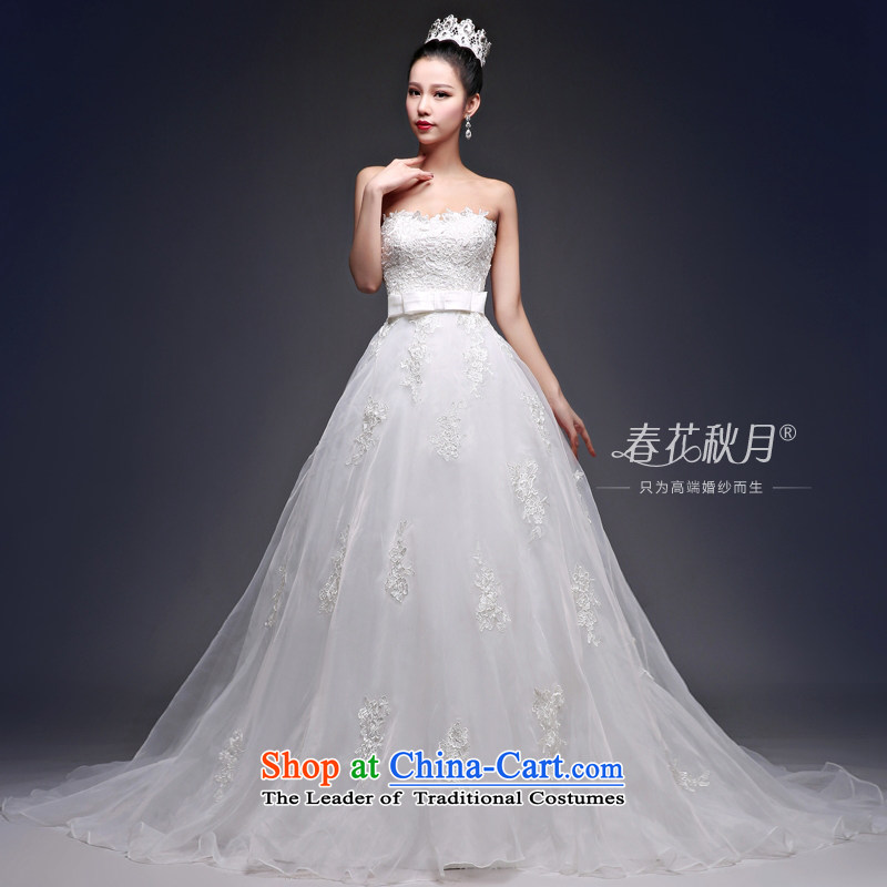 Blooming crazy anointed chest tail wedding dresses Korean Style New 2015 Spring_Summer bride sexy video thin back upscale White XXL