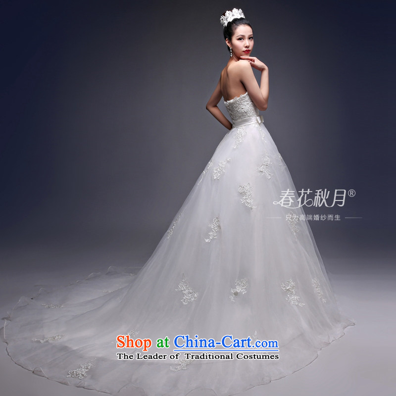 Blooming crazy anointed chest tail wedding dresses Korean Style New 2015 Spring/Summer bride sexy video thin back upscale XXL, white Blooming crazy (chunhuaqiuyue) , , , shopping on the Internet