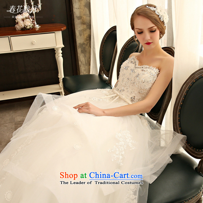 To align the Blooming crazy Wedding 2015 Spring Summer Korean style with chest wedding dresses bride bon bon yarn drill white S, Blooming crazy (chunhuaqiuyue) , , , shopping on the Internet