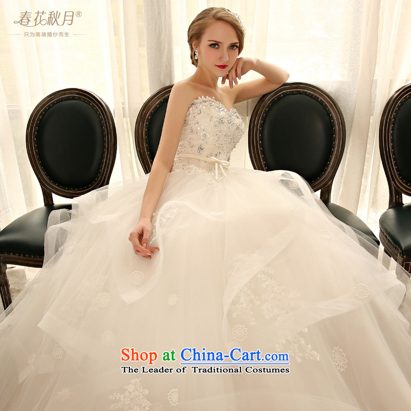 To align the Blooming crazy Wedding 2015 Spring Summer Korean style with chest wedding dresses bride bon bon yarn drill white S, Blooming crazy (chunhuaqiuyue) , , , shopping on the Internet