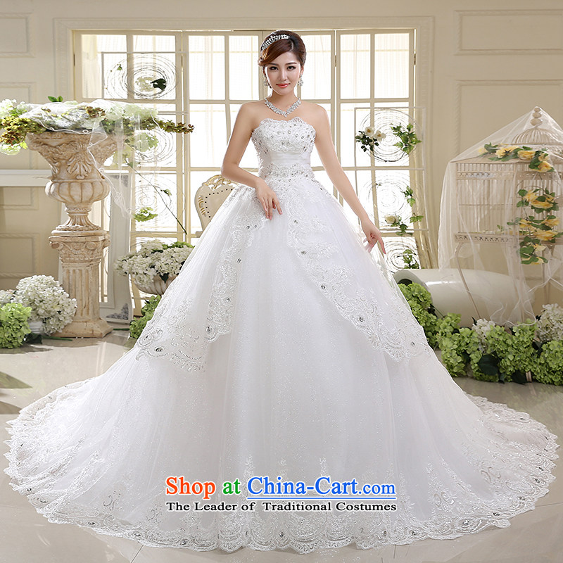 The first white into about high waist wedding Korean anointed chest tail bon bon skirt bride deluxe body wedding dresses 2015 Spring New White M white first into about shopping on the Internet has been pressed.