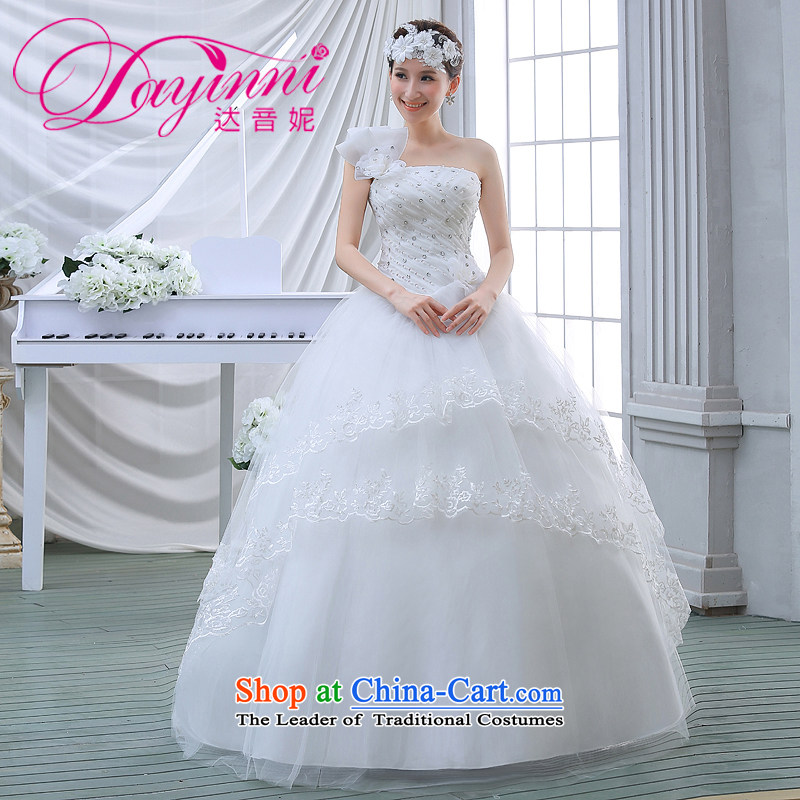Wedding dress 2015 Spring Summer stylish shoulder flowers to align the diamond wedding code thick mm thin female whiteXL Graphics