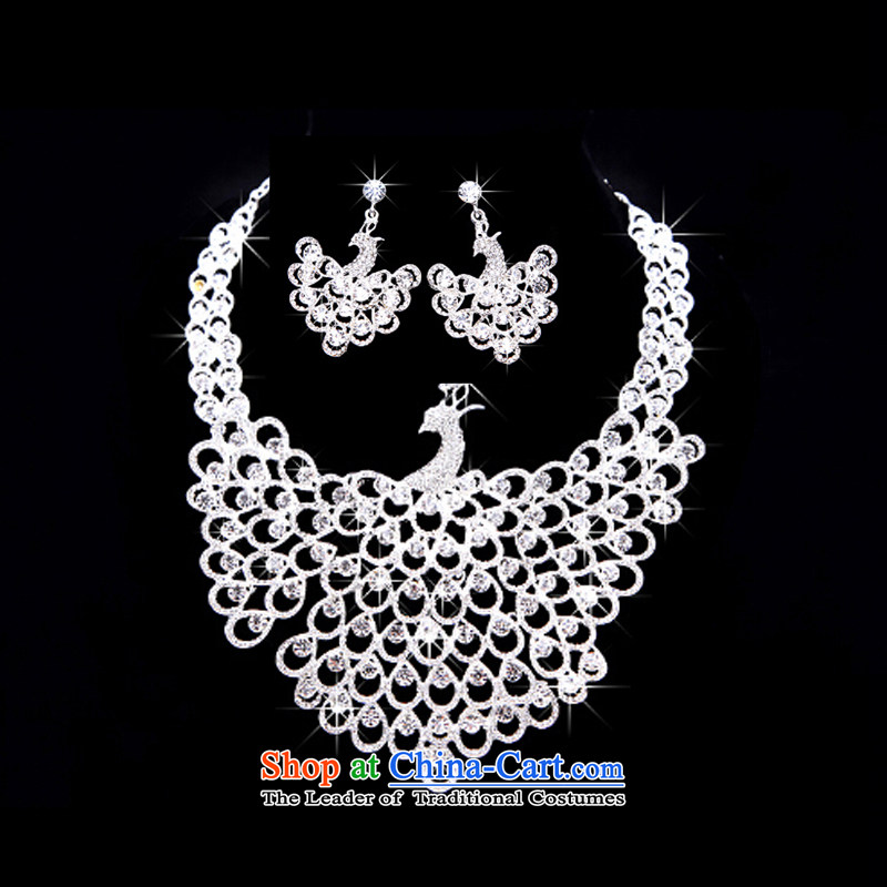 Time the new Syrian) wedding accessories bride peacock headdress of international crown necklace earrings kit three minority Jewelry marry was adorned with silver jewelry kits, Syria has been pressed time shopping on the Internet