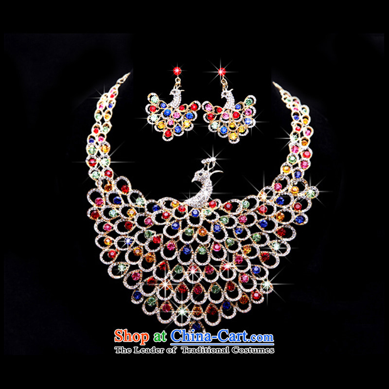 Time the new Syrian) wedding accessories bride peacock headdress of international crown necklace earrings kit three minority Jewelry marry was adorned with silver jewelry kits, Syria has been pressed time shopping on the Internet