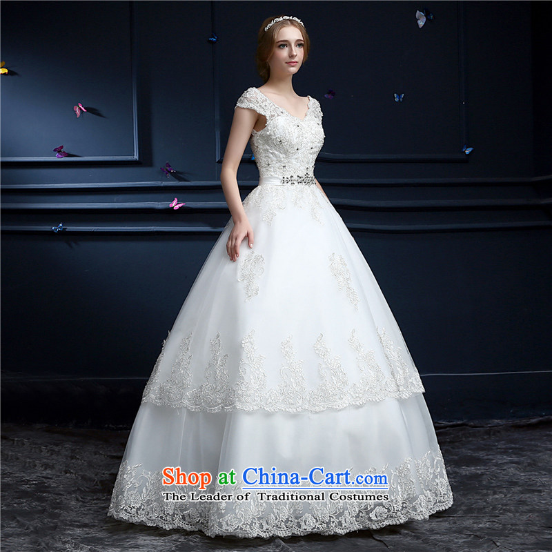 (Heung-lun's Health 2015 New 2 shoulder bags shoulder wedding lace V-neck in the high-end alignment with the large number of integrated graphics thin wedding Princess Bride wedding white S, Hong lun's shopping on the Internet has been pressed.