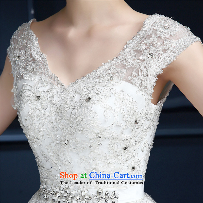 (Heung-lun's Health 2015 New 2 shoulder bags shoulder wedding lace V-neck in the high-end alignment with the large number of integrated graphics thin wedding Princess Bride wedding white S, Hong lun's shopping on the Internet has been pressed.