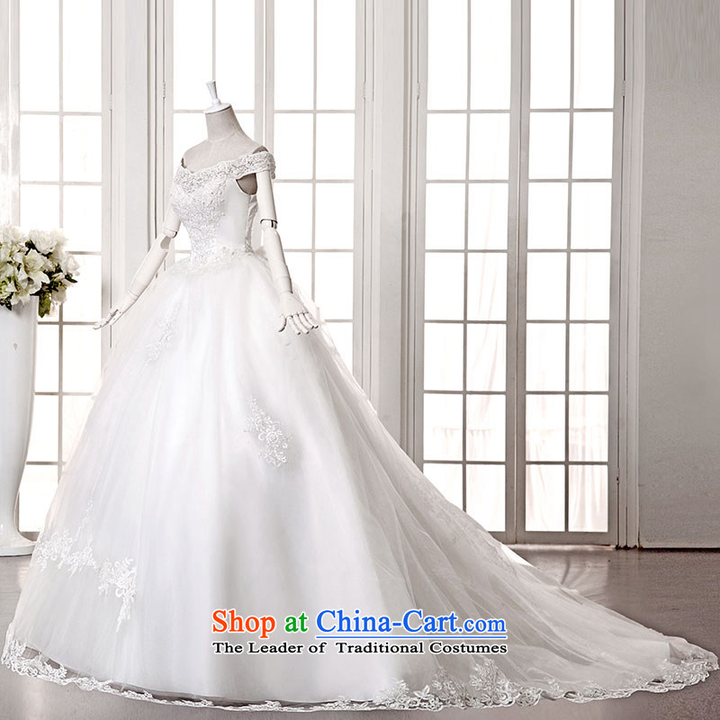 Millennium bride 2015 Spring/Summer new stylish graphics thin lace a shoulder white long drag field tail bride wedding dresses H9236 white streaks)/waist to skirt of approximately 165 M S, millennium bride shopping on the Internet has been pressed.