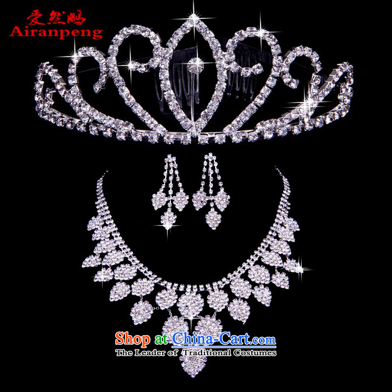 The new Korean brides jewelry crown necklace earrings Kit Wedding Dress Ornaments Ms. Kits4