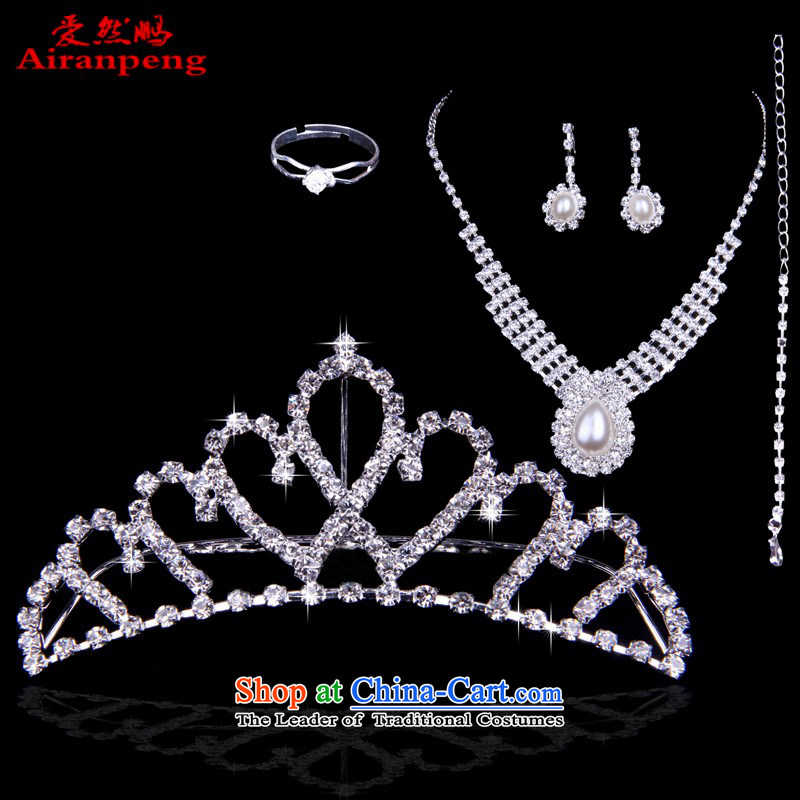 The new Korean brides jewelry crown necklace earrings Kit Wedding Dress Ornaments, 3-piece set 4, love so Peng (AIRANPENG) , , , shopping on the Internet