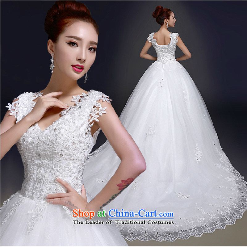 The first white wedding dresses into about the new 2015 Summer stylish shoulders lace tail large wedding band video thin white marriages , white first into about shopping on the Internet has been pressed.