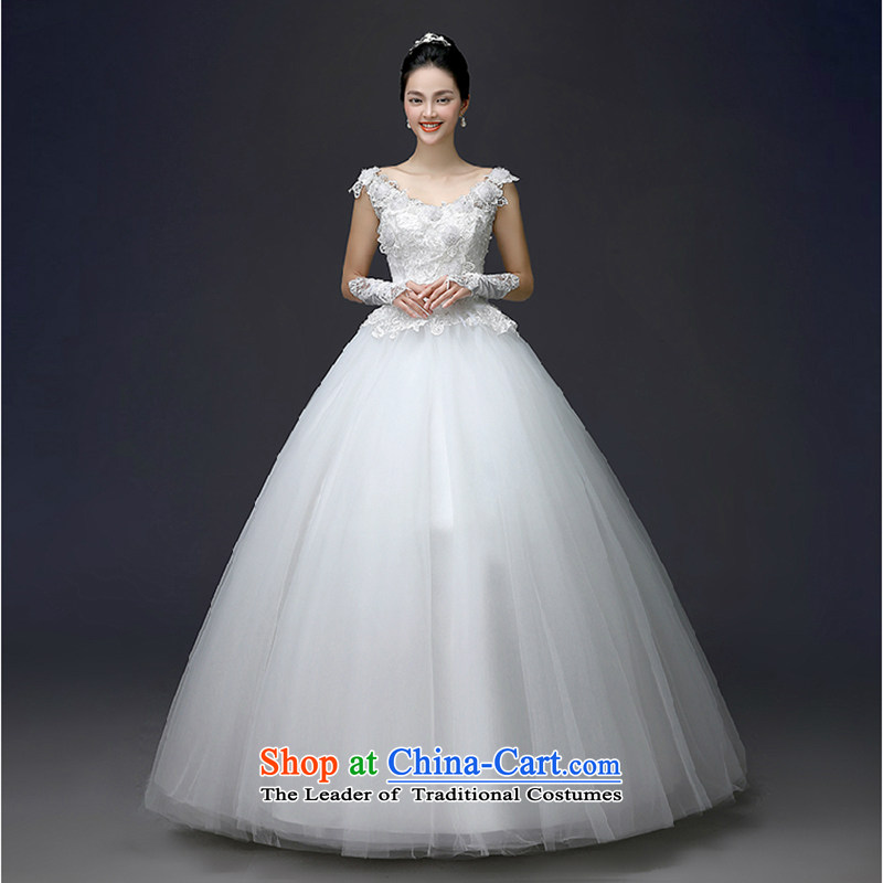 The first white into about 2015 new large shoulders wedding dresses to align the Korean version of Sau San video thin marriages wedding spring White XL