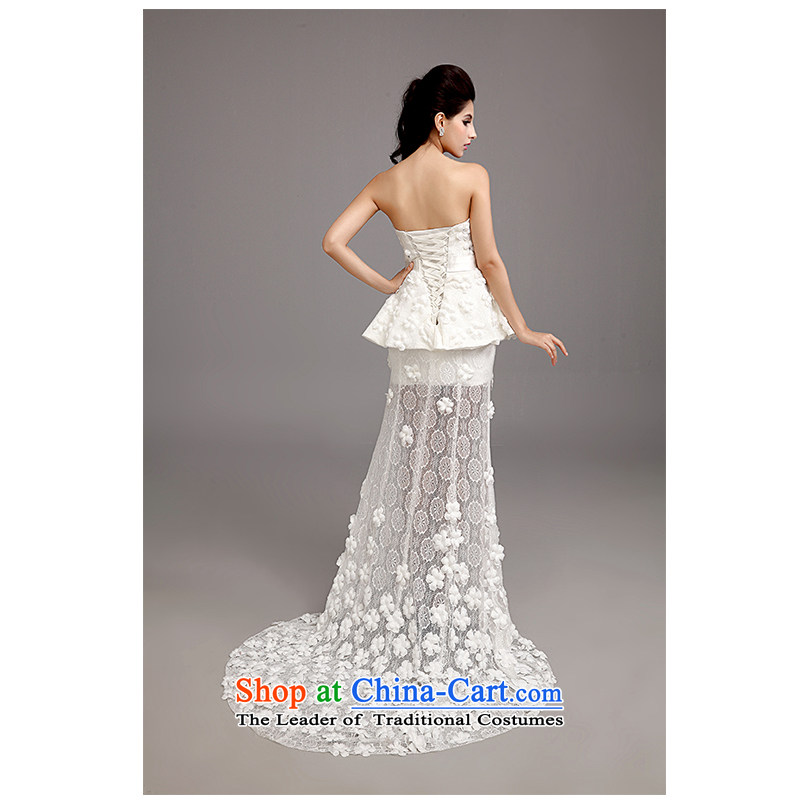 The beautiful new yarn and sexy V-Neck package and small trailing lace wedding Korean sexy Sau San tie long bride wedding 15 years new products factory outlet , L, the beautiful white yarn (nameilisha) , , , shopping on the Internet