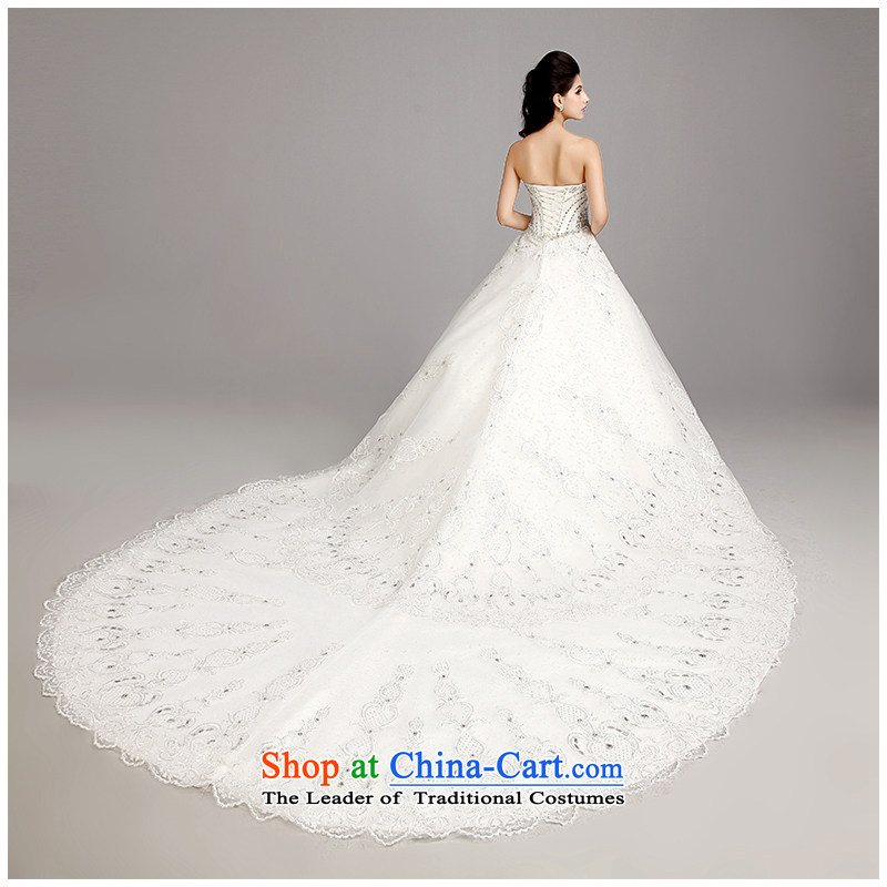 The beautiful bride anointed chest drag yarn tail Wedding 2015 New Sau San tie plain manual marriage sewing luxury European and American big tail wedding photography package mail white customizable, the beautiful yarn (nameilisha) , , , shopping on the In