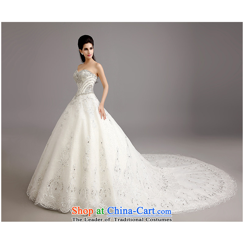 The beautiful bride anointed chest drag yarn tail Wedding 2015 New Sau San tie plain manual marriage sewing luxury European and American big tail wedding photography package mail white customizable, the beautiful yarn (nameilisha) , , , shopping on the In
