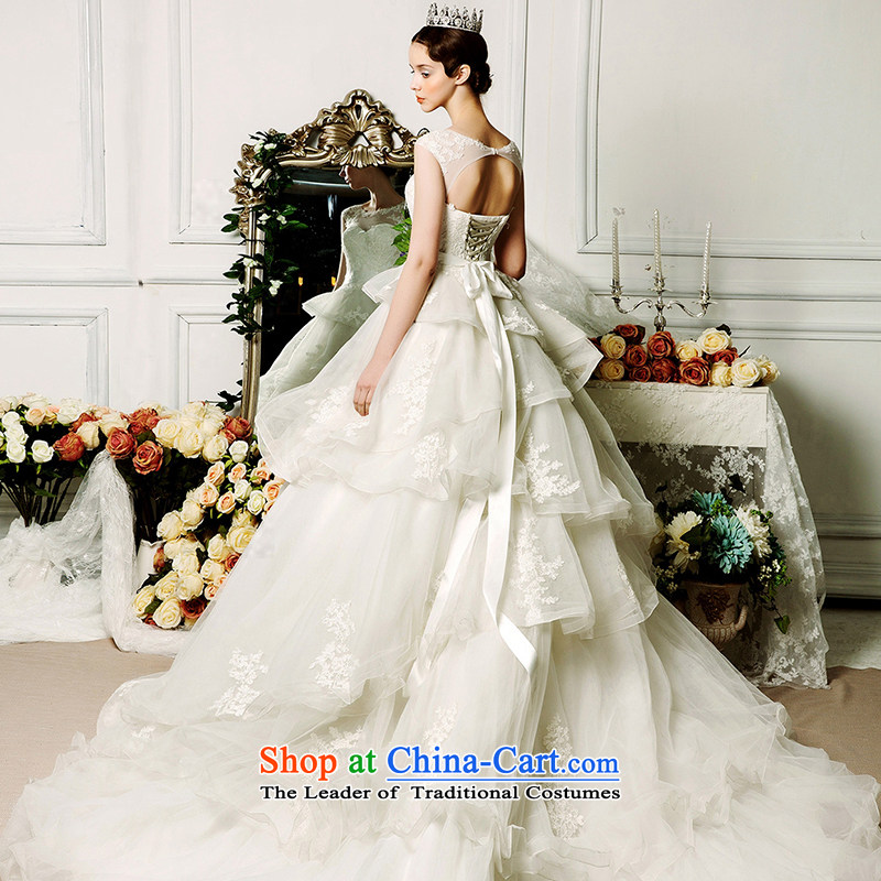 The wedding dresses HIV 2015 new ling Ng shoulders bon bon skirt lace long tail wedding ivory M, HIV in , , , shopping on the Internet