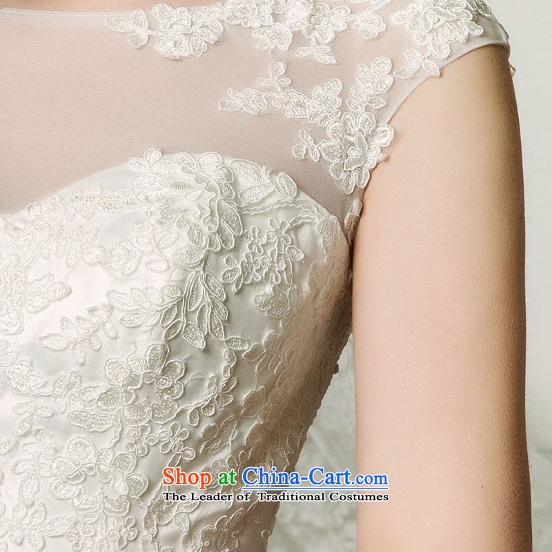 The wedding dresses HIV 2015 new ling Ng shoulders bon bon skirt lace long tail wedding ivory M, HIV in , , , shopping on the Internet