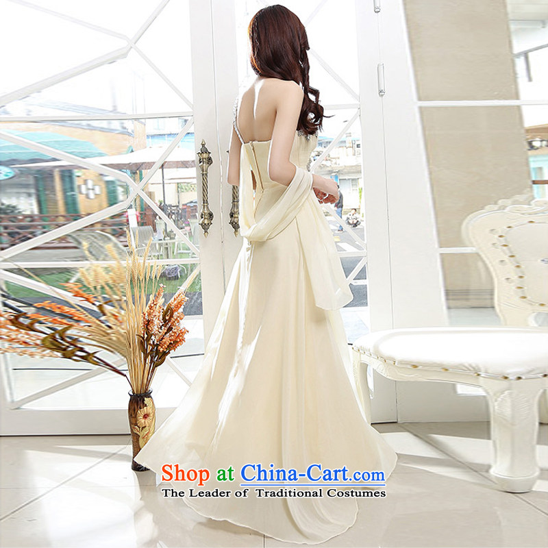 C.o.d. UYUK new bride wedding dress and long Sau San bows services shoulder drill water sexy Top Loin of elegant wedding dresses of the apricot color with S, Yi (UYUK on) , , , shopping on the Internet