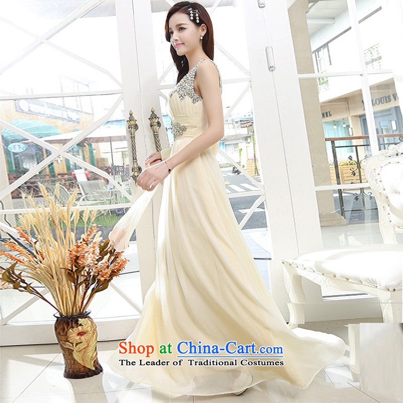 C.o.d. UYUK new bride wedding dress and long Sau San bows services shoulder drill water sexy Top Loin of elegant wedding dresses of the apricot color with S, Yi (UYUK on) , , , shopping on the Internet
