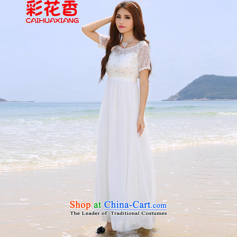 The fragrance ofKorea 2015 Color Maldives beach skirt wedding dresses nail-ju diamond long skirt 8016 WhiteS