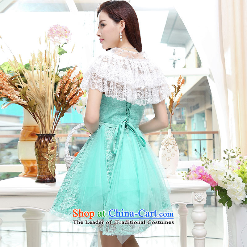 To Doi Shu 2015 Summer new to Mei dresses ladies dress wind solid color lace Top Loin sleeveless evening dress green XL, to Shu Tai shopping on the Internet has been pressed.