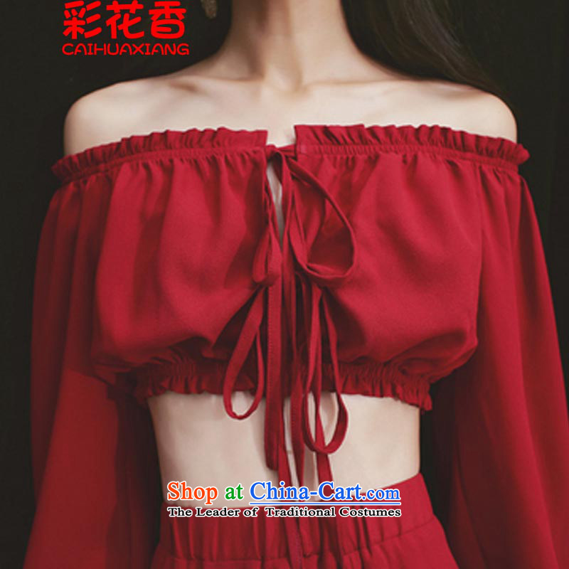 The fragrance of the Word 2015 color for your shoulders with a leak of the Umbilical Top Loin of travel wedding Bohemia Beach Resort long skirt 8138 skirt red colored flowers, CAI HUA XIANG) , , , shopping on the Internet