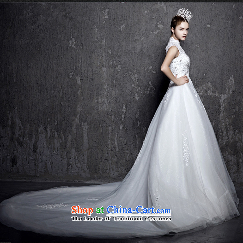 2015 new long tail wedding won the Word version in the thin waist straps shoulder larger custom bride wedding dress white streak to size do not return not switch to love, Su-lan , , , shopping on the Internet